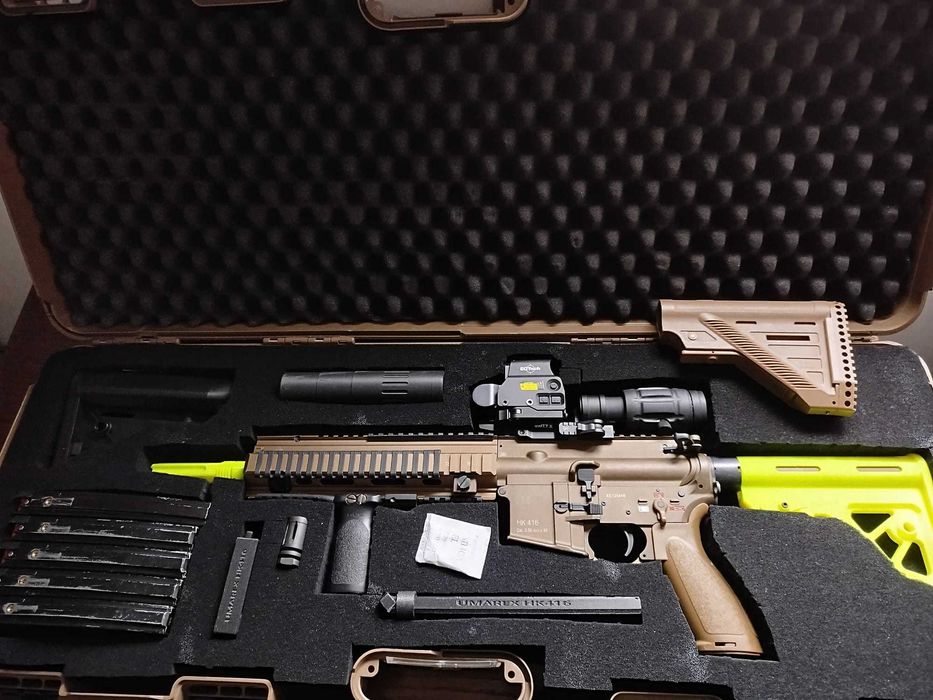 Airsoft VFC HK416A5 GBBR + 4 Carregadores + Mala +  Internos