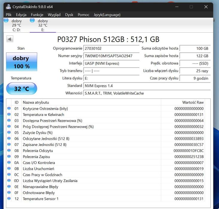 Dysk SSD M2 NVMe 512GB