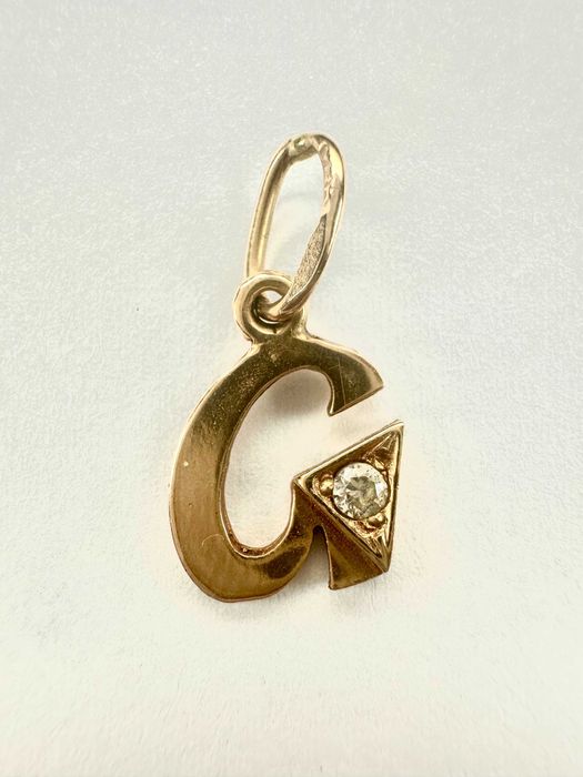 Złota przywieszka 585 0,66g literka "G" z cyrkonią / Nowy Lombard