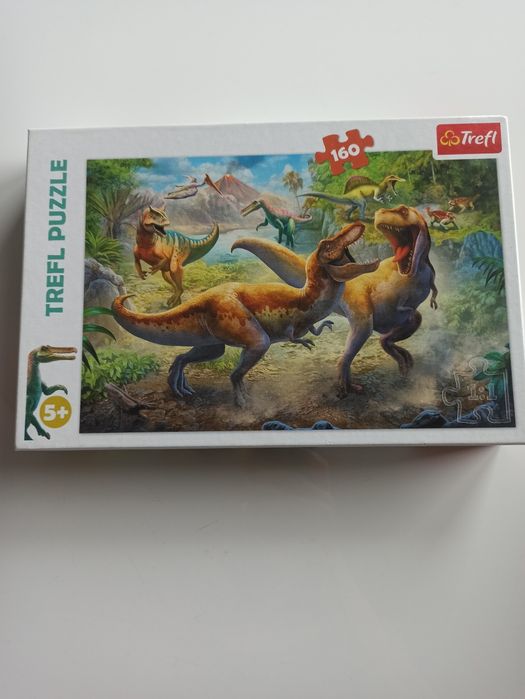 4 x Puzzle 160 Trefl KOMPLETNE dinozaury, auta, to story