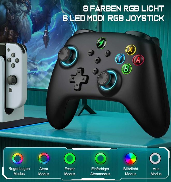 Kontroler ALEEMTRY Switch z joystickiem RGB, programowalnymi i synchronizowalnymi klawiszami