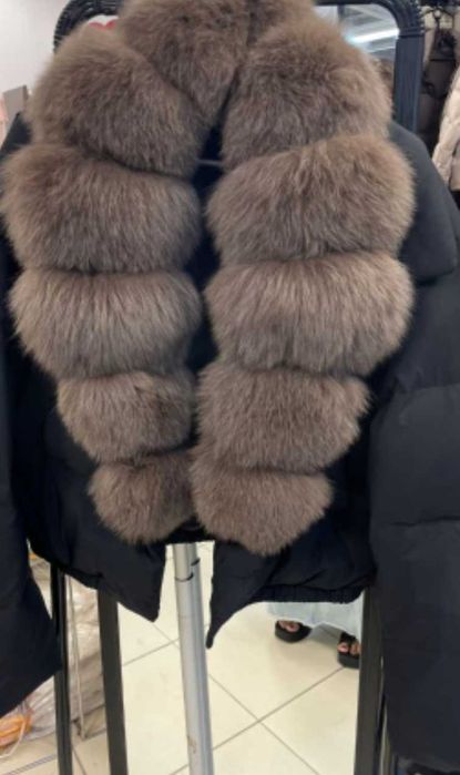 Kurtka puchowa zimowa nowa kolekcja lisy futro