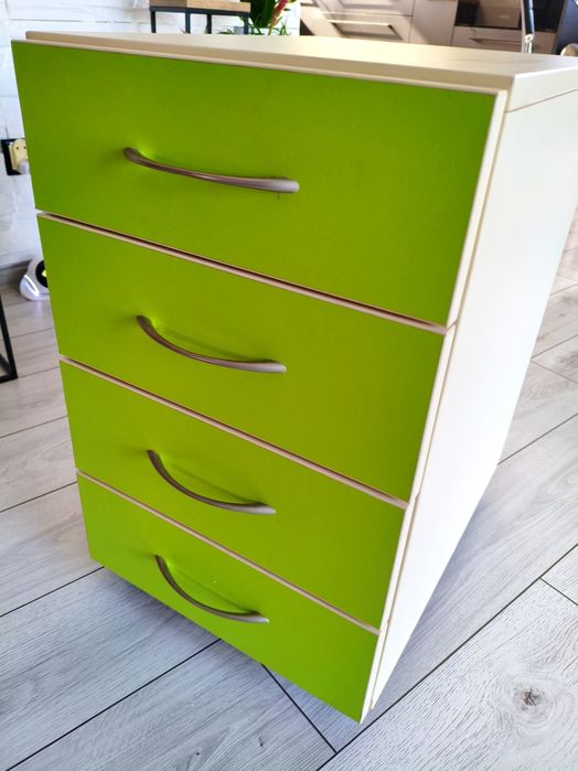 Regał, szafka 4 szuflady, wanilia/limonka