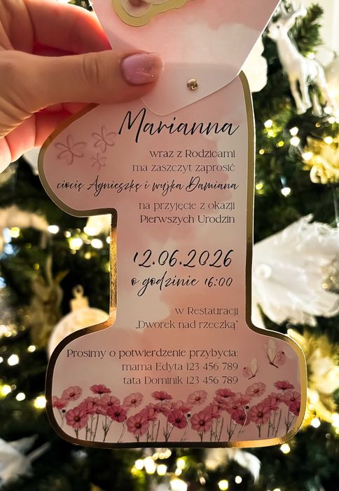 Zaproszenie na Roczek dla Dziewczynki – personalizowane