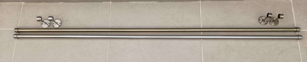 2 varões 150 cm (1 cromado 1 bronze), aço escovado, 20mm