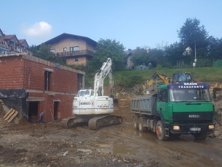 rozbiorki i wyburzeniowe, kruszywa koparka transport