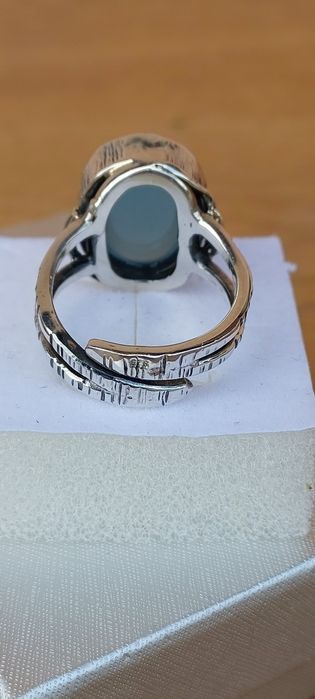 Pierścionek srebro oksydowane 925 z chalcedonem
