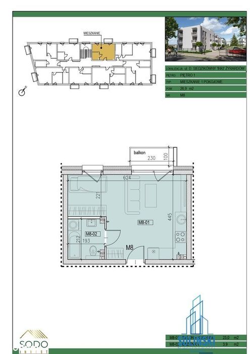 Nowa kawalerka 27m² z balkonem Premium przy Pkp