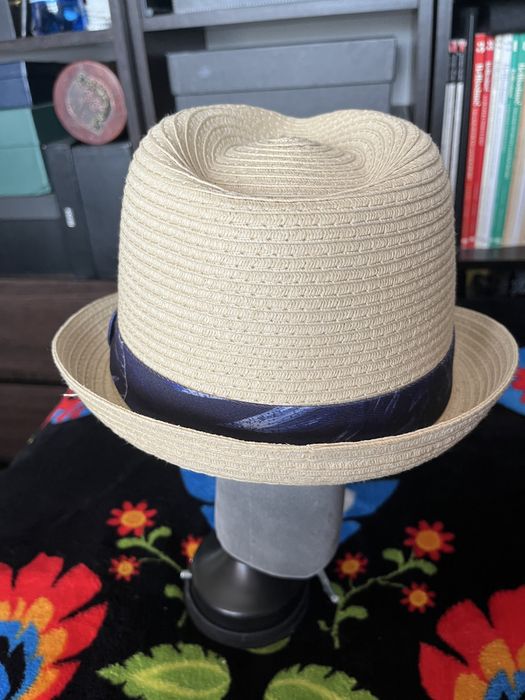 Słomkowy kapelusz męský Pier One Fedora / Panama L beżowy z wstążką