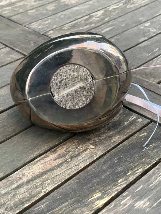 metalowa skarbonka kaczka, platerowana, Vintage
