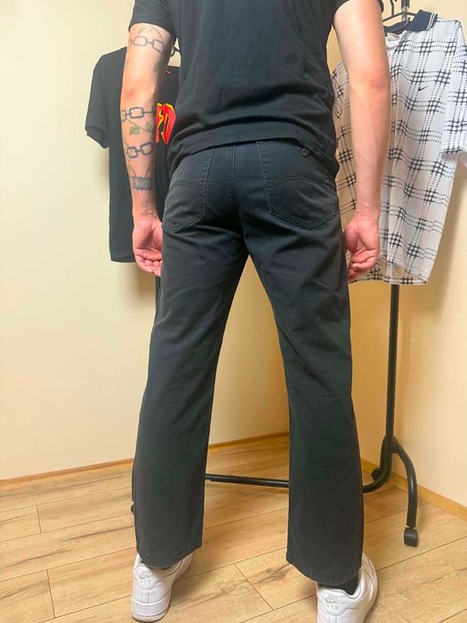 Spodnie Męskie Armani Jeans Czarne Grafitowe Proste Straight Fit