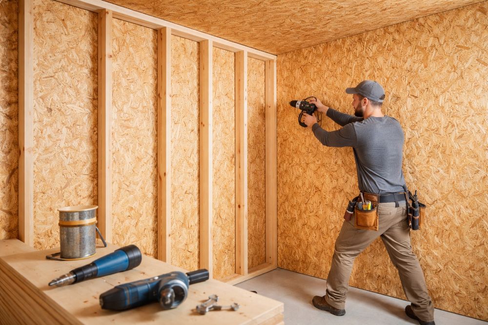 Монтаж ОСБ плит • Стіни • Стеля