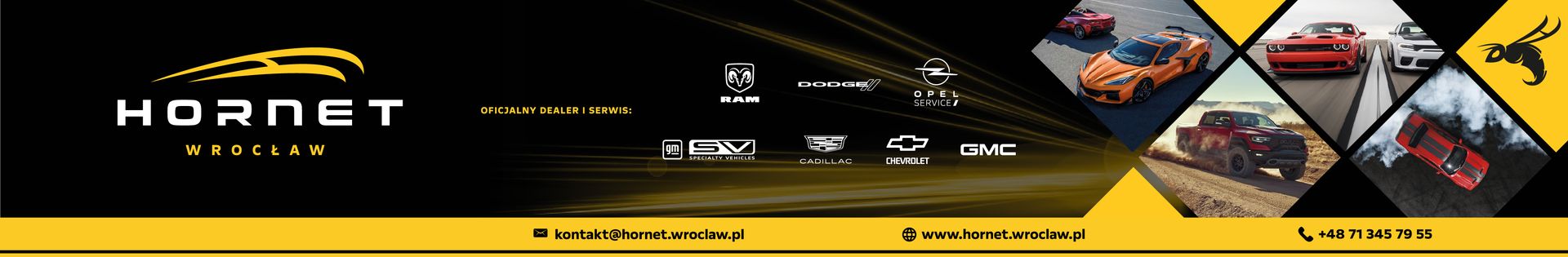 HORNET WROCŁAW - Oficjalny dealer - RAM, Dodge, Cadillac, Chevrolet, GMC top banner