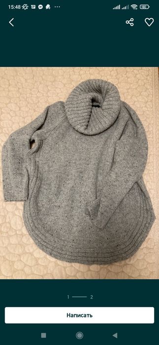 Свитер оверсайз. Кофта серого цвета вязаная