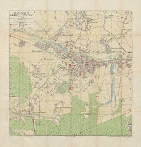 1930 r.  Plan Katowice stara mapa do aranżacji - reprint