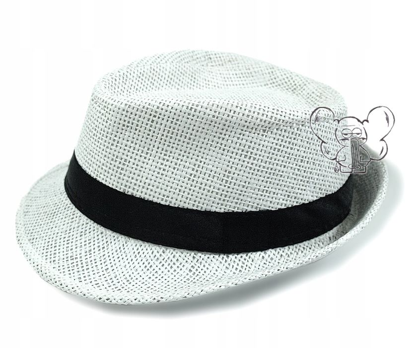 kapelusz letni dziecięcy 54 fedora low biały