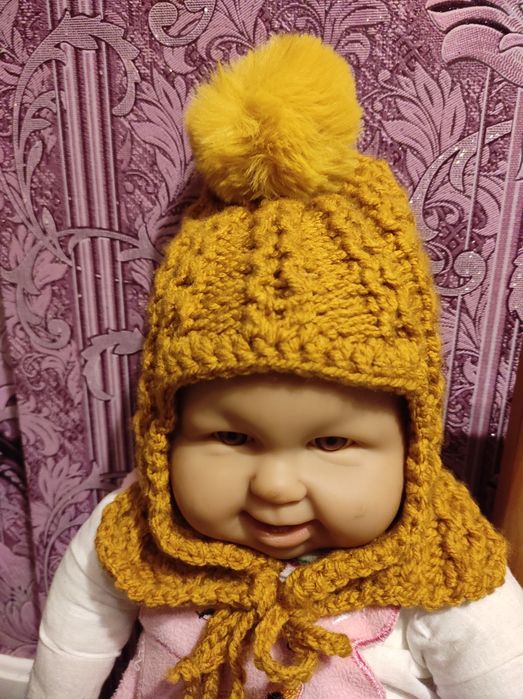 Шапочки,детские,вязаные,от 0 до 3 месяцев