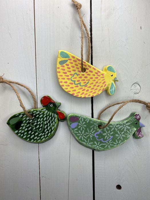 Zestaw kurek ozdoby zawieszki wielkanocne wielkanoc zielone żółta