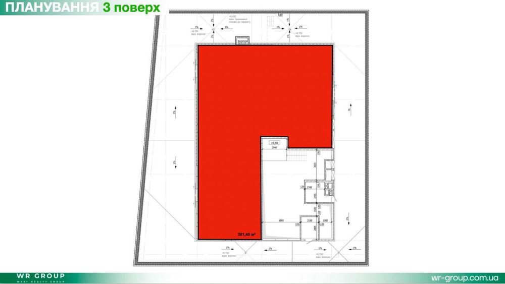 Оренда комерційного приміщення площею 281,45 м² в ТЦ в с. Оброшине