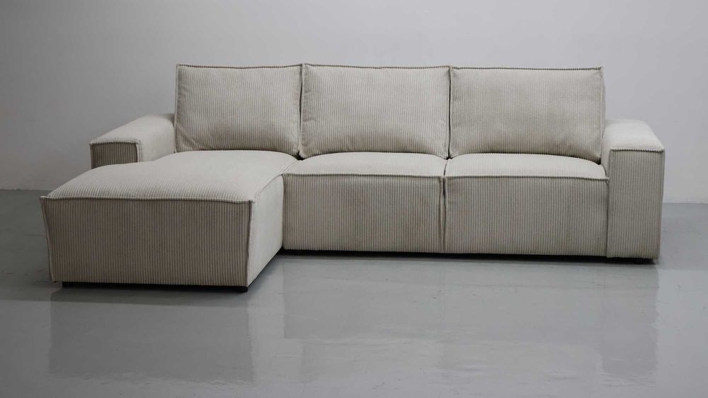 TPB Narożnik kanapa rogówka sofa Poduszki Salon Tkanina Poso jasny beż