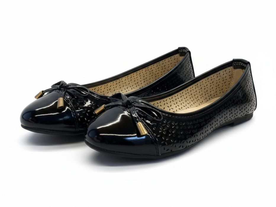 Baleriny Damskie Lakierowane Z Kokardką Eleganckie Buty 6633 Rozm 38