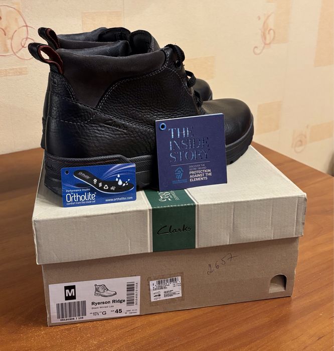 Ботинки мужские зимние с шерстяной подкладкой Clarks размер 45