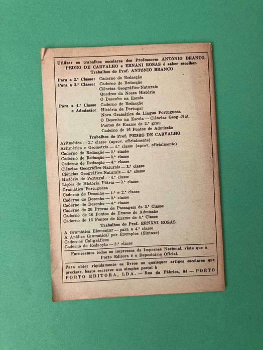 Livro do Vocabulário para a 4ª Classe Anos 50/60 Porto Editora
