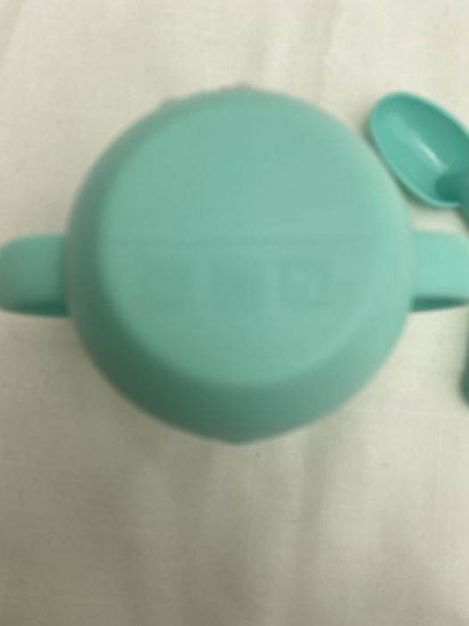 Conjunto copo de silicone com duas pegas colher avião