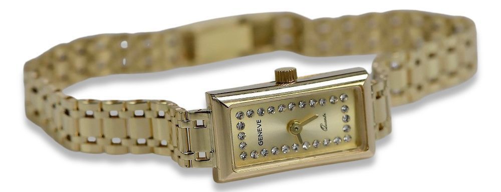 Prześliczny 14K 585 złoty damski zegarek Geneve lw058y Gdańsk