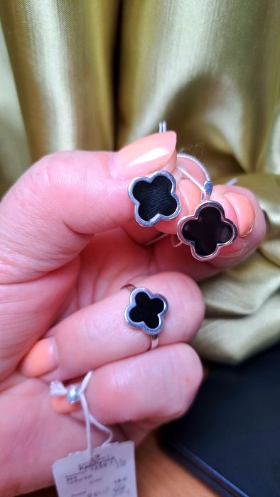 Серебрянный родированный  набор  с эмалью