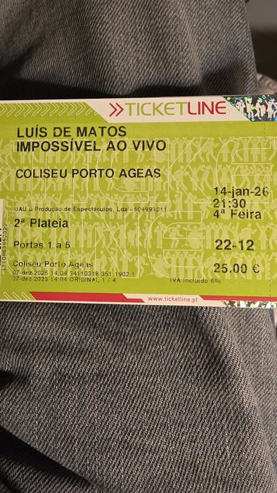 Bilhtes Luís de Matos Coliseu do Porto