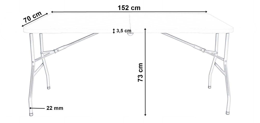 Stół cateringowy bankietowy RICO składany w walizkę - 152 cm biały