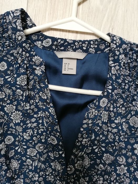 H&M sukienka letnia w kwiatki turkus 34 XS