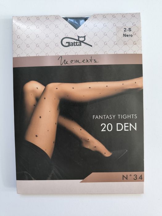 Rajstopy Gatta 20-Den 2-S wzorzyste wzory kropki czarne