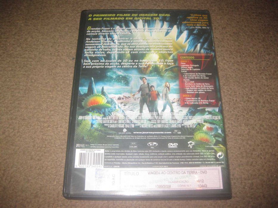 "Viagem ao Centro da Terra" Edição Especial 2 DVDs e com 2 Óculos 3D