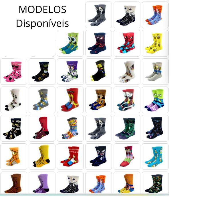 Meias de Desenho animado  (disney/marvel/simpson) NOVO ENVIO GRÁTIS
