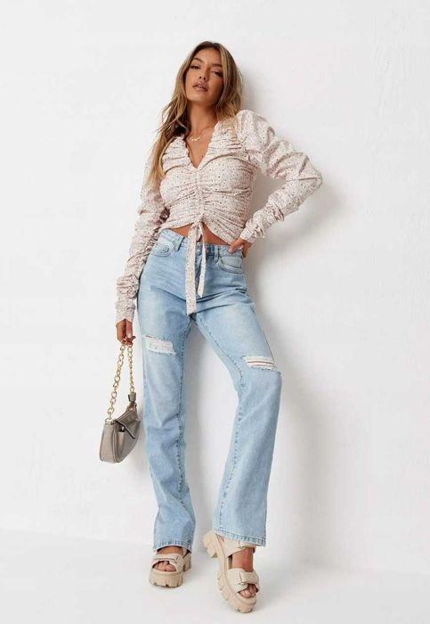 ***MISSGUIDED Bluzka w Kwiaty ze  Ściągaczem M***