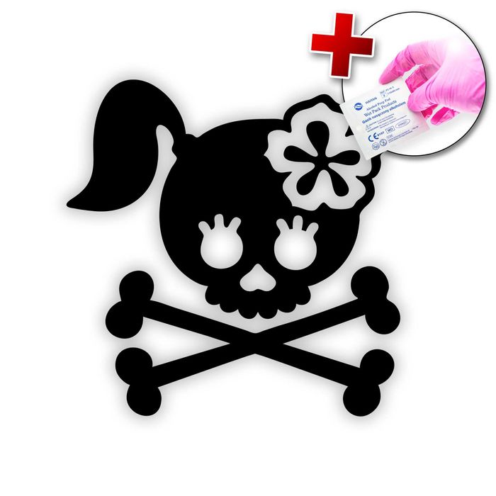 Naklejka LADY SKULL - na laptopa, zderzak, lusterko, szybę