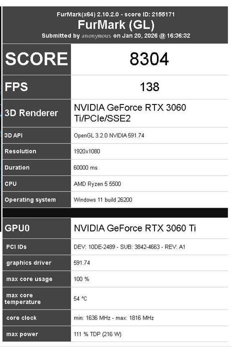 EVGA GeForce RTX 3060 Ti XC