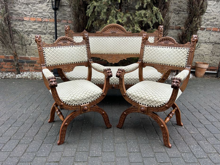 Wypoczyek Rzymski Sofa Kanpa + 2 Fotele Dantego Nożycowe Ludwik Uniakt