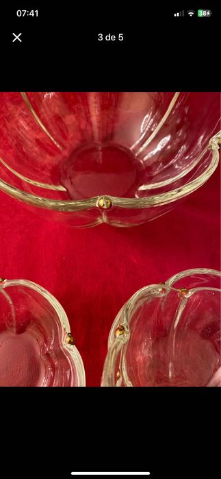 Conjunto Taça grande + 6 pequenas vidro bom