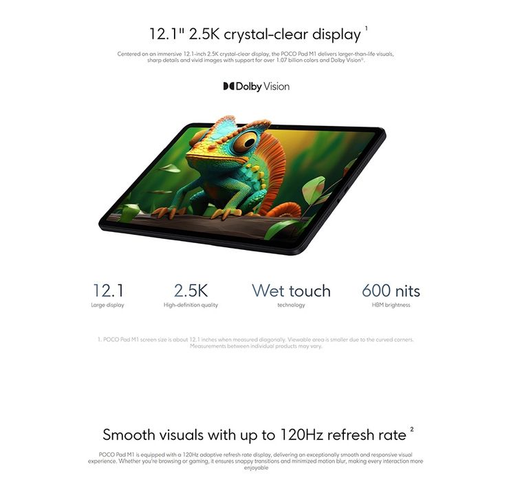 Poco Pad M1 8+256GB 12.1" 120Гц Snapdrag 7S gen4 12000мАг WiFi планшет
