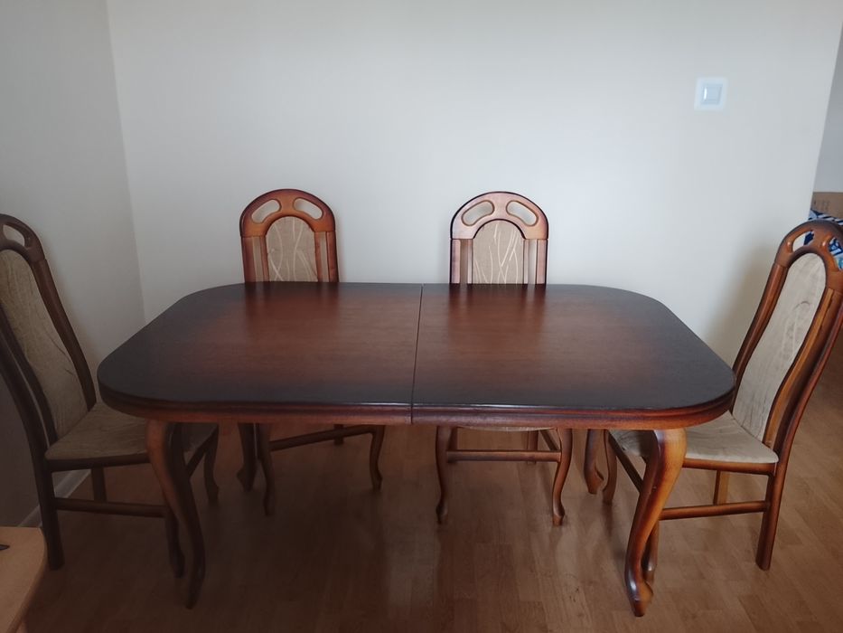 Drewniany stół rozkładany 160–200x100 + 6 krzeseł GRATIS