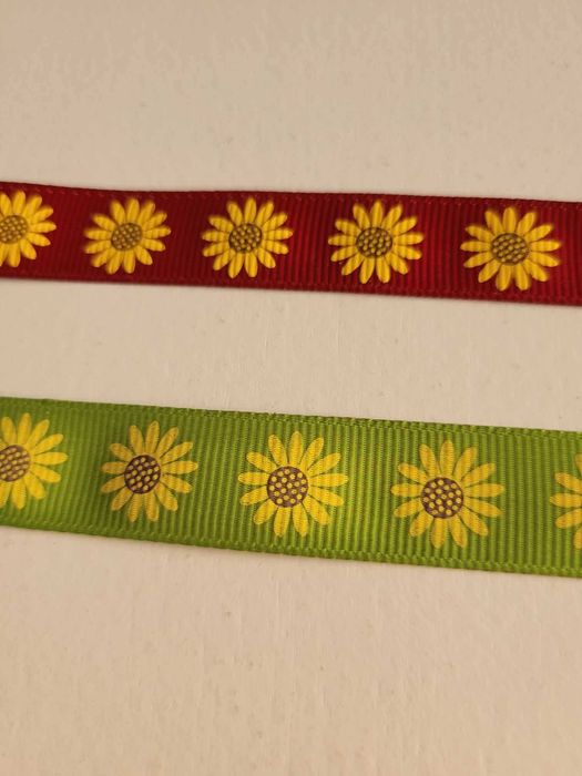 Taśma rypsowa, wstążka, zestaw 2 x 3 metry słoneczniki 15 mm