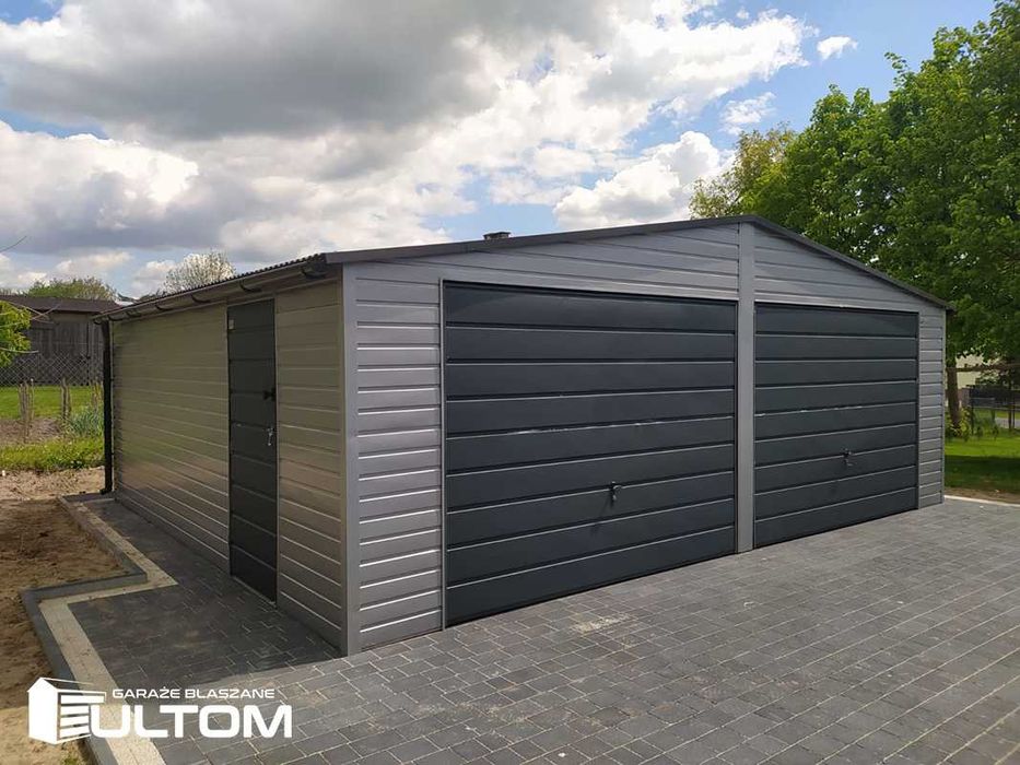 Garaż blaszany 7x5m grafit profil zamknięty antracyt