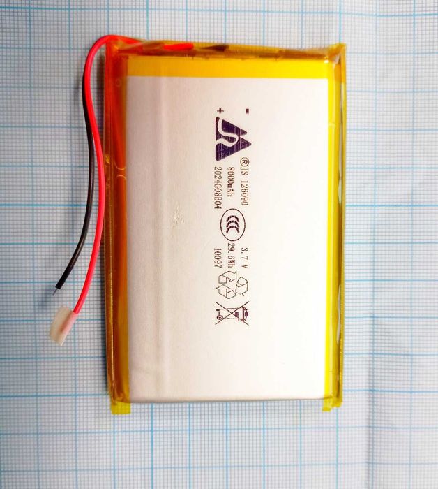 Универсальный аккумулятор 126090 с  защитой PCM(Li-Pol 3.7В 8000mAh