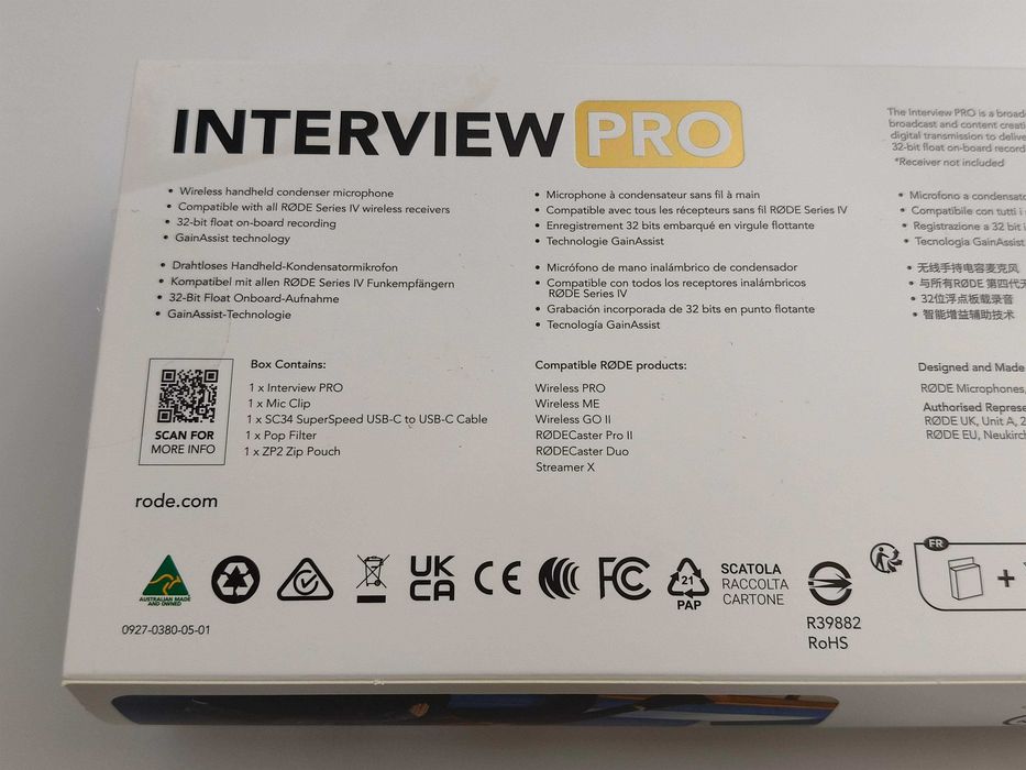 RODE Interview PRO - Microfone condensador sem fios