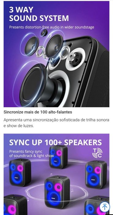 Coluna de som para karaokê Tronsmart Halo 200 com som de 120 W.