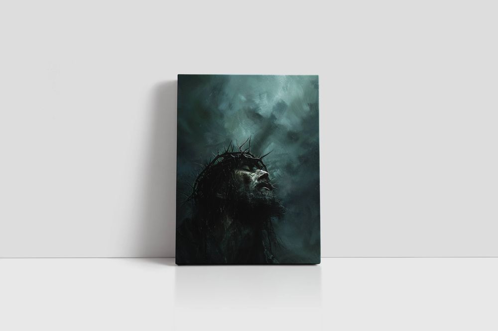 Obraz na płótnie Jezus Chrystus w koronie cierniowej krzyż 45x60