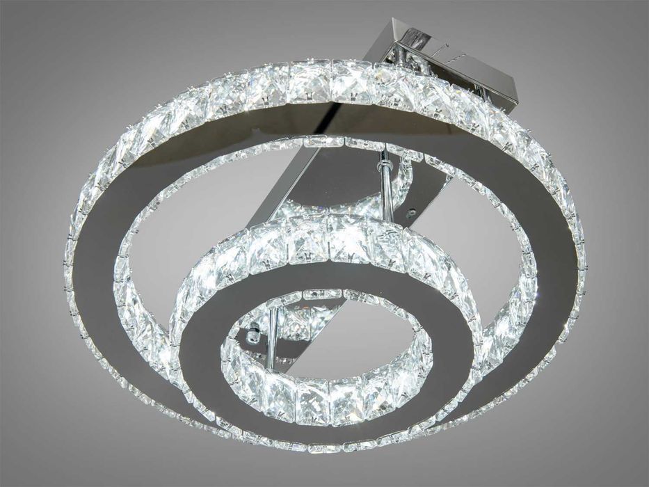 Стельова кришталева LED люстра два кільця  40W